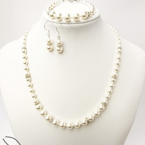 Egyszerű gyöngysor esküvőre Swarovski gyöngyből rondellákkal -  - Meska.hu