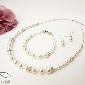 Egyszerű gyöngysor esküvőre Swarovski gyöngyből rondellákkal -  - Meska.hu