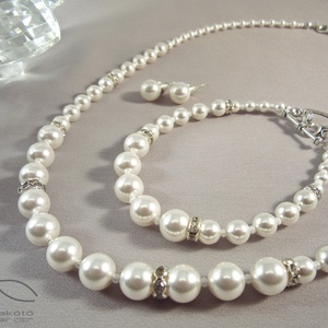 Egyszerű gyöngysor esküvőre Swarovski gyöngyből rondellákkal -  - Meska.hu