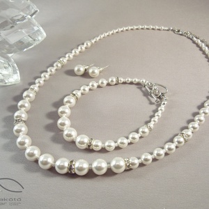 Egyszerű gyöngysor esküvőre Swarovski gyöngyből rondellákkal -  - Meska.hu