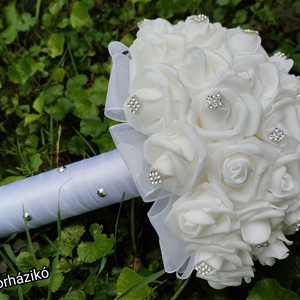 Tiszta fehér habrózsa menyasszonyi csokor  - esküvő - menyasszonyi- és dobócsokor - Meska.hu