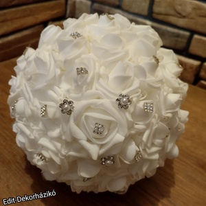 Tiszta fehér habrózsa menyasszonyi csokor  - esküvő - menyasszonyi- és dobócsokor - Meska.hu