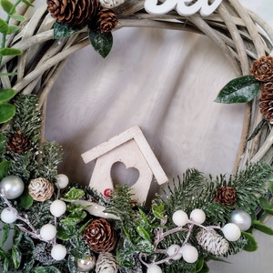 Szürke vessző téli ajtódísz - karácsony - karácsonyi lakásdekoráció - karácsonyi ajtódíszek - Meska.hu