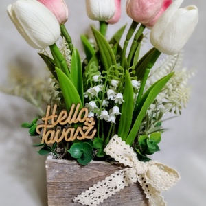 Fa ládikós tulipános aztaldísz  - otthon & életmód - dekoráció - asztal és polc dekoráció - asztaldísz - Meska.hu