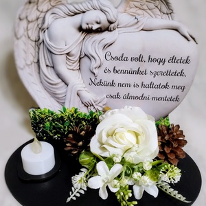 Talpas fa szív sírdísz (szürke-fekete)) - Meska.hu