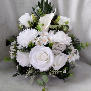 Fehér vegyes virágos sírtál Mindenszentekre  - otthon & életmód - vallás - temetkezési tárgy - sírdísz, kegyeleti dísz - Meska.hu