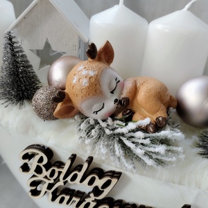 Adventi asztaldísz alvó őzikével - karácsony - adventi díszek - adventi asztaldísz - Meska.hu