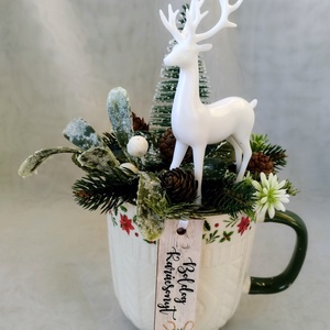 Téli varázs bögrében szarvassal - karácsony - adventi díszek - adventi asztaldísz - Meska.hu