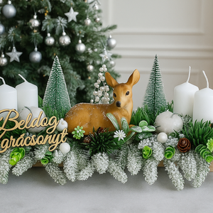 Ezüstös téli erdő adventi asztaldísz - Meska.hu