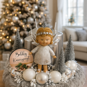 Ezüst angyalkás adventi koszorú  - Meska.hu