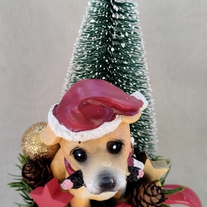 Karácsonyi kutyusos bögrés dísz  - karácsony - adventi díszek - adventi asztaldísz - Meska.hu