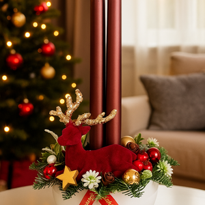 Adventi asztaldísz bordó szarvassal - Meska.hu