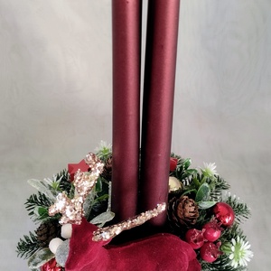 Adventi asztaldísz bordó szarvassal - karácsony - adventi díszek - adventi asztaldísz - Meska.hu