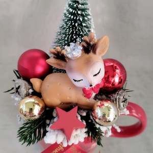 Karányonyi bögrés dísz cuki szarvassal - karácsony - adventi díszek - adventi asztaldísz - Meska.hu