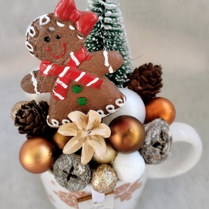 Karácsonyi mézeskalácsis bögrés dísz - karácsony - adventi díszek - adventi asztaldísz - Meska.hu