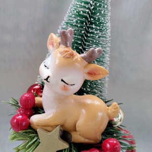 Karácsonyi bögrés dísz álmodozó szarvassal - karácsony - adventi díszek - adventi asztaldísz - Meska.hu