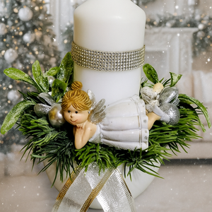 Kerámia kaspós gyertyás asztaldísz angyalkával - Meska.hu