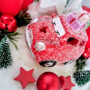 Karácsonyi adventi koszorú piros kis autóval - karácsony - adventi díszek - adventi koszorú - Meska.hu