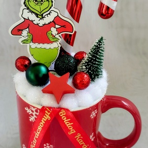 Grincses karácsonyi bögrés dísz  - karácsony - adventi díszek - adventi asztaldísz - Meska.hu