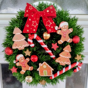 Mézikés karácsonyi ajtódísz  - karácsony - karácsonyi lakásdekoráció - karácsonyi ajtódíszek - Meska.hu