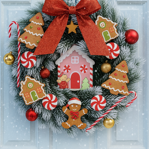 Mézeskalácsos karácsonyi ajtódísz , Karácsony, Karácsonyi lakásdekoráció, Karácsonyi ajtódíszek, Mindenmás, Virágkötés, MESKA