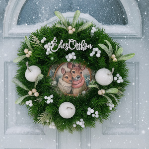 Téli hangulatú ajtódísz szarvaspárral - Meska.hu