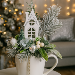 Ezüstös téli mese-bögrés dísz - Meska.hu