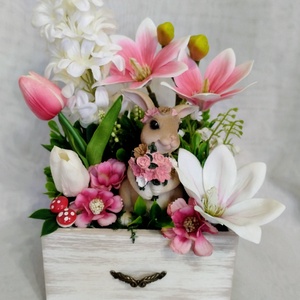 Fiókos nyuszis asztaldísz  - otthon & életmód - dekoráció - asztal és polc dekoráció - asztaldísz - Meska.hu