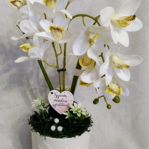 Elegáns gondozásmentes fehér orchidea  - otthon & életmód - dekoráció - asztal és polc dekoráció - asztaldísz - Meska.hu