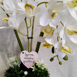 Elegáns gondozásmentes fehér orchidea  - otthon & életmód - dekoráció - asztal és polc dekoráció - asztaldísz - Meska.hu