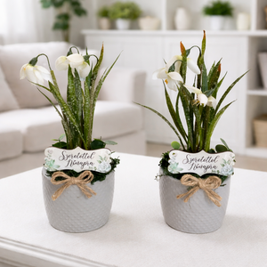 Élethű hóvirág szürke kaspóban - Meska.hu