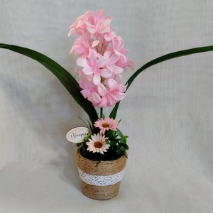 Tavaszi asztaldísz rózsaszín jácinttal - otthon & életmód - virágdekoráció - virágdíszek - virágdísz kaspóban - Meska.hu