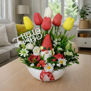 Epermanós tavaszi asztaldísz , Otthon & Életmód, Dekoráció, Asztal és polc dekoráció, Asztaldísz, Mindenmás, Virágkötés, MESKA