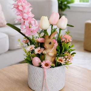 Nyuszis tavaszi asztaldísz pasztell hangulatban  - Meska.hu