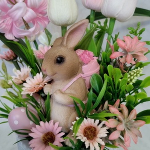 Nyuszis tavaszi asztaldísz pasztell hangulatban  - otthon & életmód - dekoráció - húsvéti asztaldíszek - Meska.hu