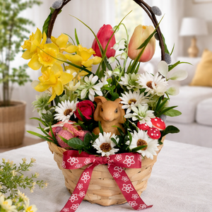 Fejét fogó nyuszis tavaszi asztaldísz , Otthon & Életmód, Dekoráció, Húsvéti asztaldíszek, Mindenmás, Virágkötés, MESKA