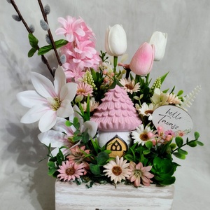 Gombaházikós tavaszi asztaldísz  - otthon & életmód - dekoráció - asztal és polc dekoráció - asztaldísz - Meska.hu