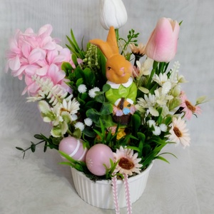 Tavaszi nyuszi lányos asztaldísz  - otthon & életmód - dekoráció - húsvéti asztaldíszek - Meska.hu