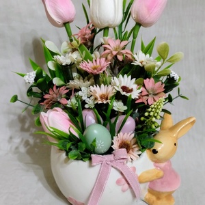 Nyuszi kaspós tavaszi asztaldísz tojásokkal - otthon & életmód - dekoráció - húsvéti asztaldíszek - Meska.hu