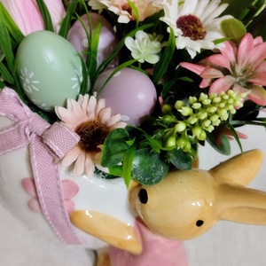 Nyuszi kaspós tavaszi asztaldísz tojásokkal - otthon & életmód - dekoráció - húsvéti asztaldíszek - Meska.hu