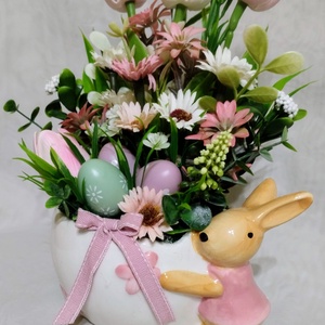 Nyuszi kaspós tavaszi asztaldísz tojásokkal - otthon & életmód - dekoráció - húsvéti asztaldíszek - Meska.hu