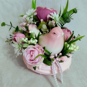 Tavaszi asztaldísz kerámia madárkával - otthon & életmód - dekoráció - asztal és polc dekoráció - asztaldísz - Meska.hu