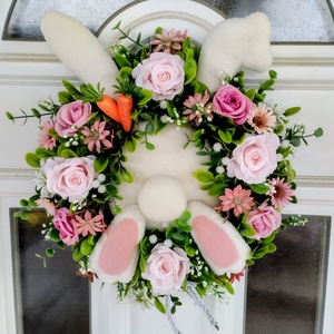 Nyuszi popós tavaszi ajtódísz  - Meska.hu