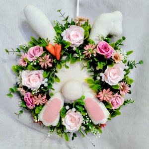 Nyuszi popós tavaszi ajtódísz  - otthon & életmód - dekoráció - ajtó- és ablak dekoráció - ajtódísz & kopogtató - Meska.hu