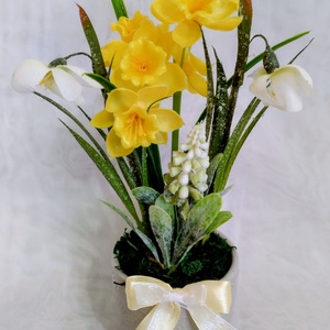 Nárciszos tavaszi asztaldísz  - otthon & életmód - dekoráció - asztal és polc dekoráció - asztaldísz - Meska.hu