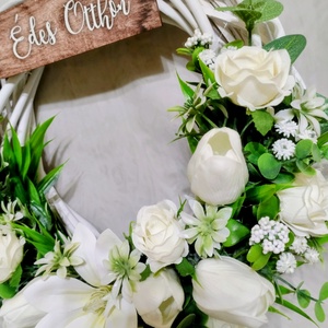 Fehér tulipános tavaszi ajtódísz  - otthon & életmód - dekoráció - ajtó- és ablak dekoráció - ajtódísz & kopogtató - Meska.hu