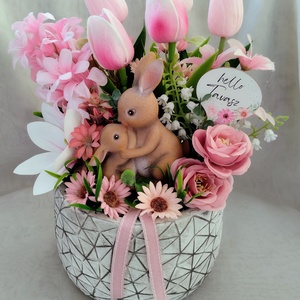 Nyuszi szeretet tavaszi asztaldísz  - ünnepi díszek, dekorációk - húsvéti díszek és dekorációk - húsvéti asztaldíszek - Meska.hu