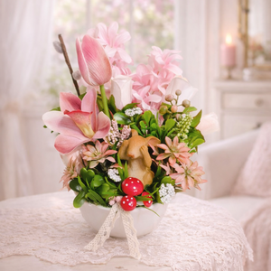 Álmodozó nyuszis tavaszi asztaldísz  - Meska.hu