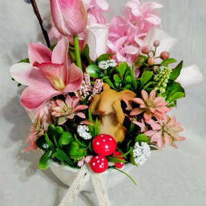 Álmodozó nyuszis tavaszi asztaldísz  - ünnepi díszek, dekorációk - húsvéti díszek és dekorációk - húsvéti asztaldíszek - Meska.hu