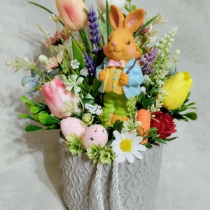 Nyúl Palkó húsvéti kalandja tavaszi asztaldísz  - ünnepi díszek, dekorációk - húsvéti díszek és dekorációk - húsvéti asztaldíszek - Meska.hu